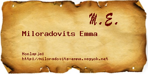 Miloradovits Emma névjegykártya